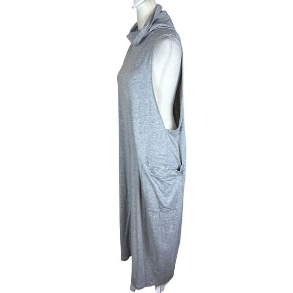 EILEEN FISHER Dress S Tencel Terry Hug Funnel Neck Midi Jumper Gray USA - Picture 3 of 5